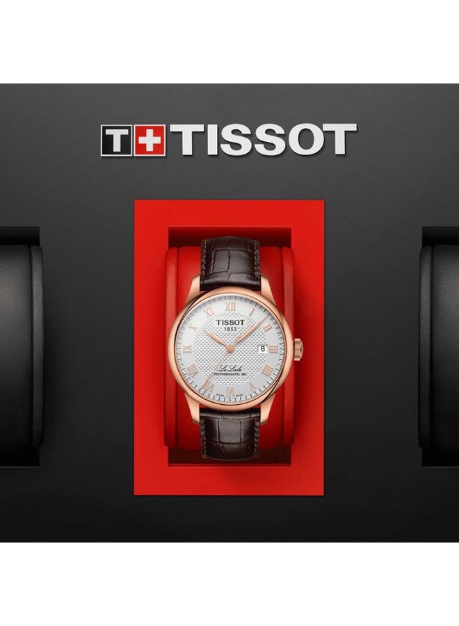 TISSOT Le Locle Powermatic 80 Rose Gold Brown Strap T006.407.36.033.00 - Image 5